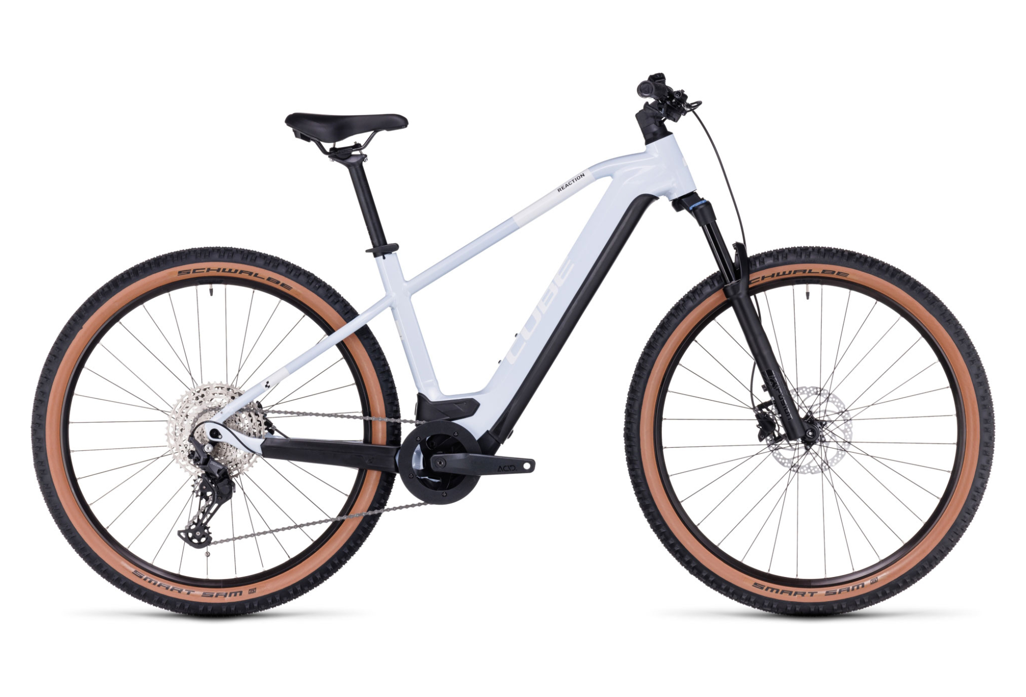 VTT ÉLECTRIQUE SEMI-RIGIDE CUBE REACTION HYBRID PRO 625 SHIMANO DEORE 11V 625 WH 29'' BLANC FLASH 2023