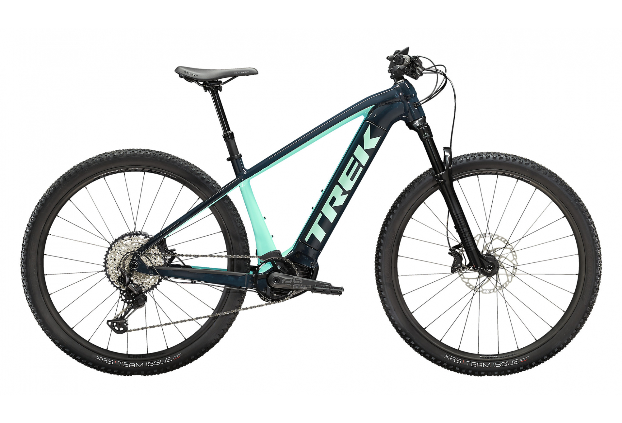 VTT ÉLECTRIQUE SEMI-RIGIDE TREK POWERFLY 7 SHIMANO SLX XT 12V 625 WH 29'' BLEU NAVY / VERT MIAMI 2023